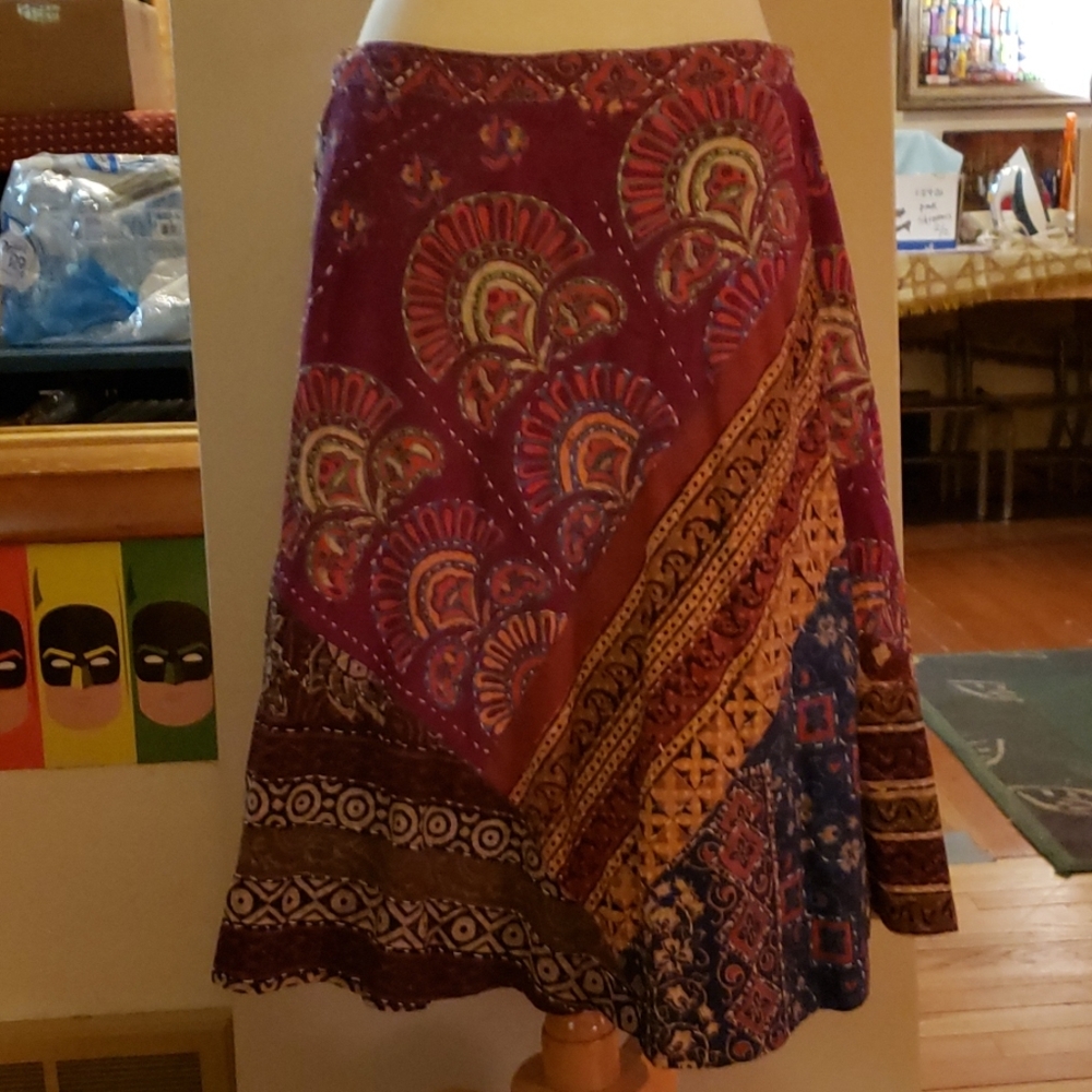BLUE SKY wrap skirt with stitching